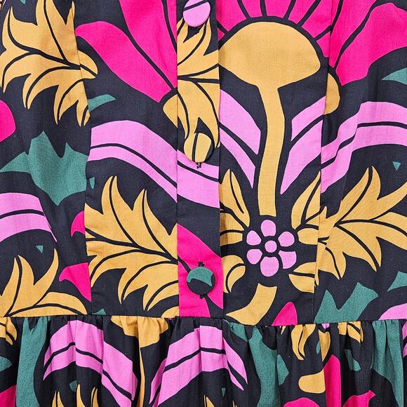 J Crew Floral Tiered Long Sleeve Dress Size US‎ 2 Colorful Long Sleeve - Picture 7 of 15